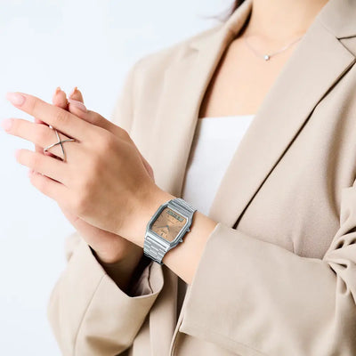 Casio Analog-Digital AQ-230A-4AMQYDF Rose Gold Dial Stainless Steel Unisex Watch