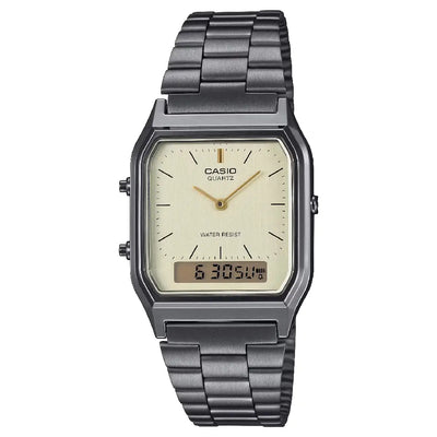 Casio Analog-Digital AQ-230GG-9A Cream Dial & Stainless Steel Unisex Watch