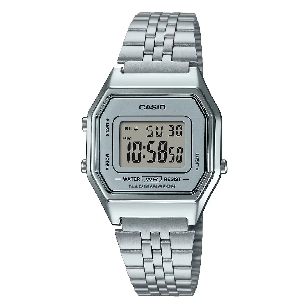 Casio Vintage Digital Mini LA680WA-7DF Silver Dial 28.6mm Stainless Steel Women's Watch