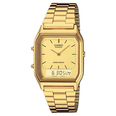 Casio Analog-Digital AQ-230GA-9DMQ Gold Dial Stainless Steel Unisex Watch