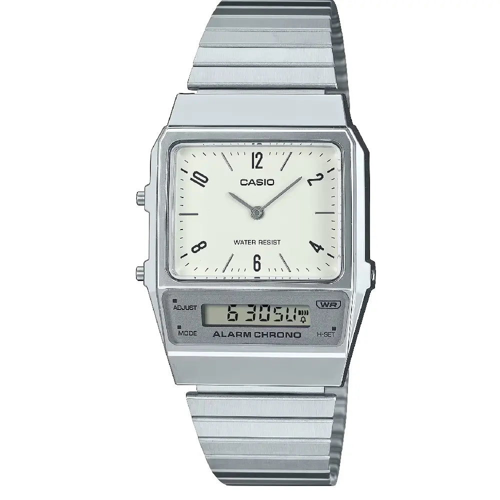 Casio Analog-Digital AQ-800E-7A2DF White Dial Stainless Steel Unisex Watch