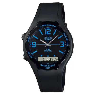Casio Analog-Digital AW-90H-2BVDF Blue Dial Resin Strap Unisex Watch