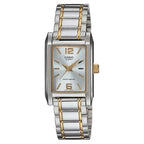 Casio Classic Analog Rectangular LTP-1235SG-7ADF Silver Dial Two-Tone Stainless Steel Women's Watch
